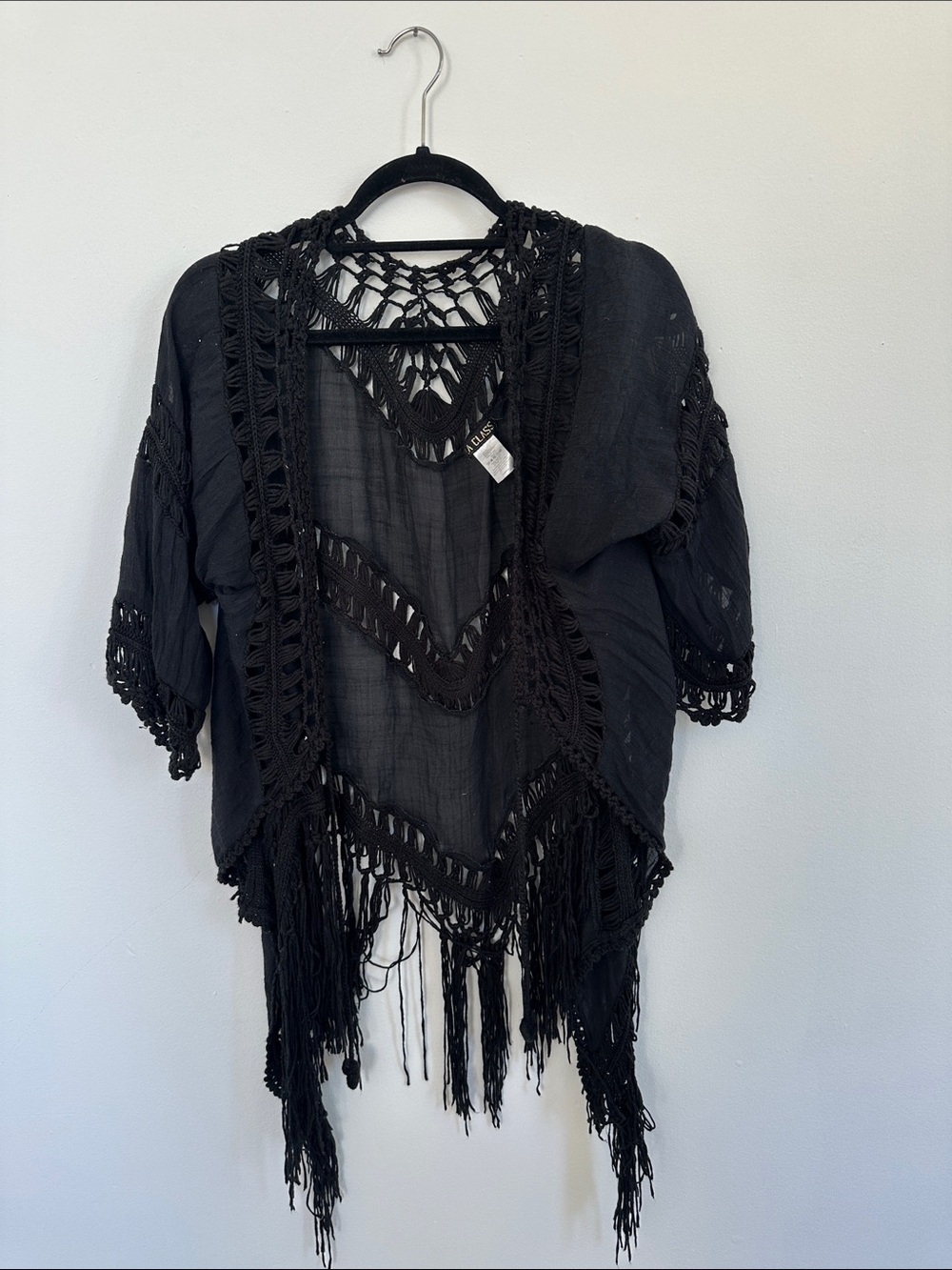 Black Boho Fringe Throw